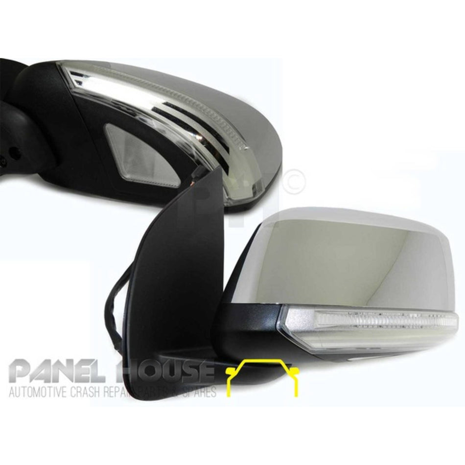 Door Mirror LEFT Chrome Auto Fold Heated Puddle Light fits Nissan Navara D40 2007-2014