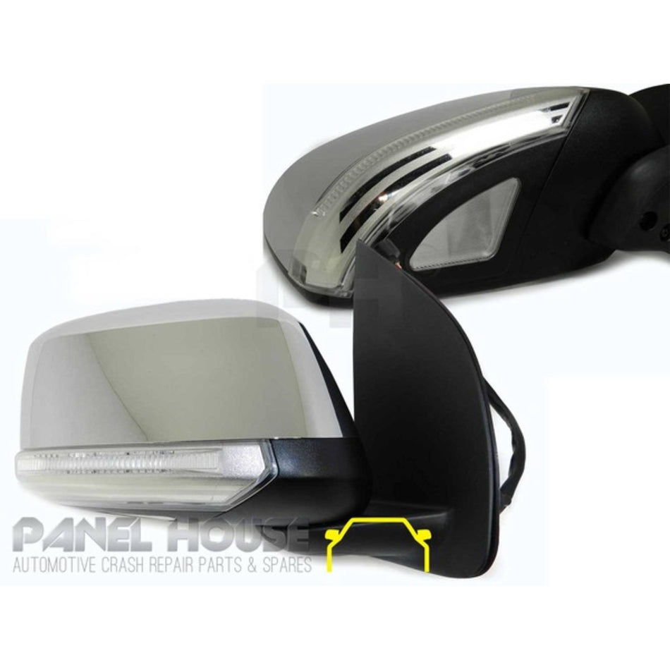 Door Mirror RIGHT Chrome Auto Fold Heated Puddle Light fits Nissan Navara D40 2007-2014