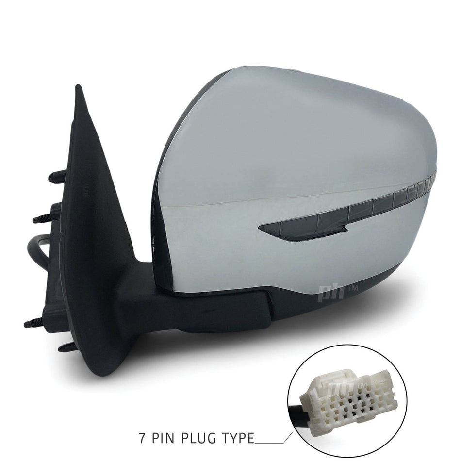 Door Mirror LEFT Chrome Autofold Indicator fits Nissan Navara D23 NP300 2015-2020
