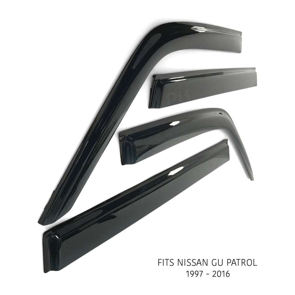 Weather Shield Window Visors SET 4 Piece Fits Nissan GU Patrol 1997 - 2016