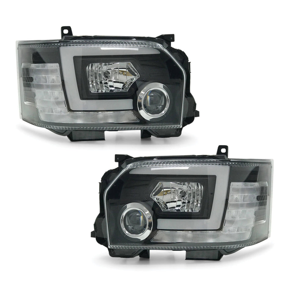 Headlights PAIR DRL Style with Sequential Indicator fits Toyota Hiace 2014-2019