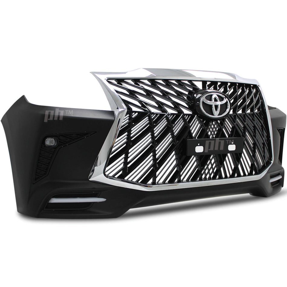 Web Style Front Bumper Kit & Black / Chrome Grill Fits Toyota Hilux N70 11-15