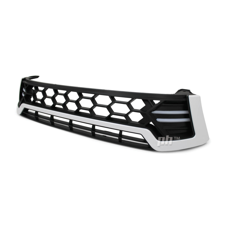 Grill Black & White LED DRL Style Fits Toyota Hilux N80 SR5 Workmate 2015 - 2018