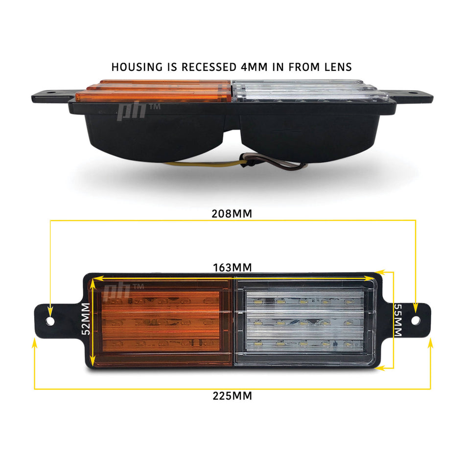 Universal LED Flush Mount Style Bull Bar Indicator Blinker Park Lights PAIR L=R