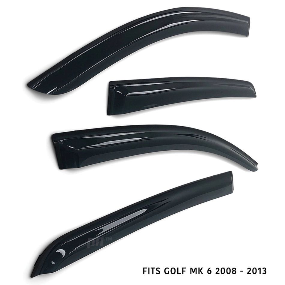 Weather Shield Window Visors SET 4 Piece Fits Volkswagen Golf 6 2008 - 2013