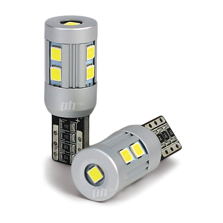 T10 Wedge Style LED Bulbs White Canbus 6500K 430LM PAIR Park Light