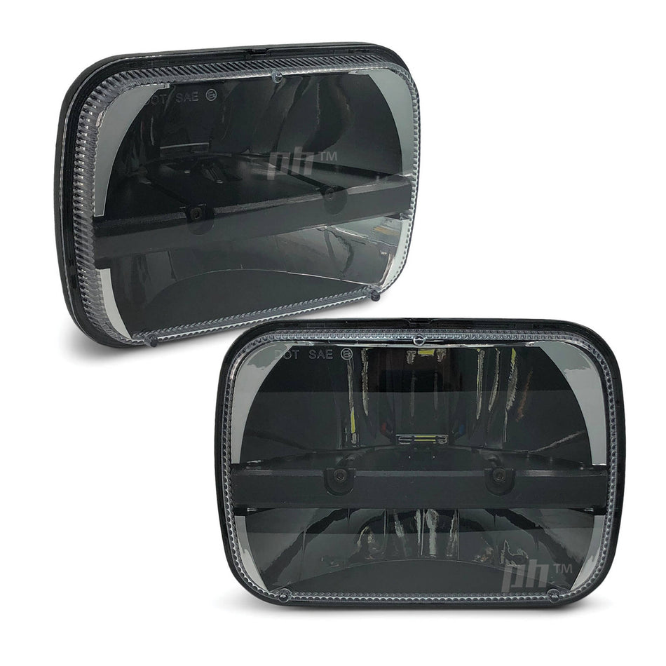 Universal Black Headlights LED PAIR 7x5 Inch Rectangle