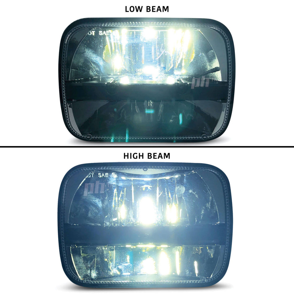 Universal Black Headlights LED PAIR 7x5 Inch Rectangle
