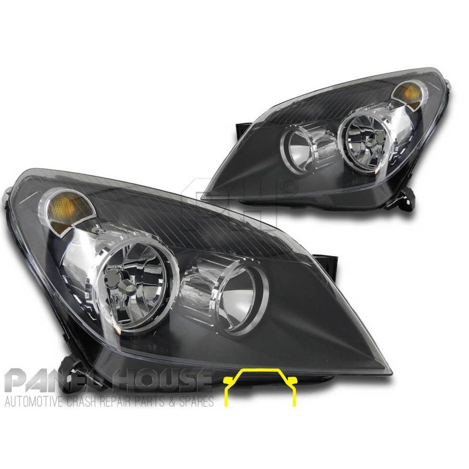 Headlights PAIR Black ADR fits Holden AH Astra 2004 - 2006