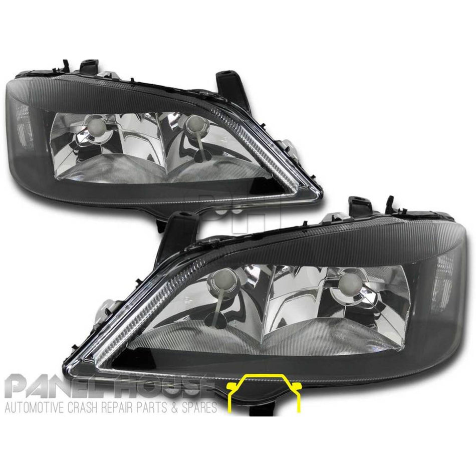 Headlights PAIR Black ADR fits Holden TS Astra 1998 - 2004