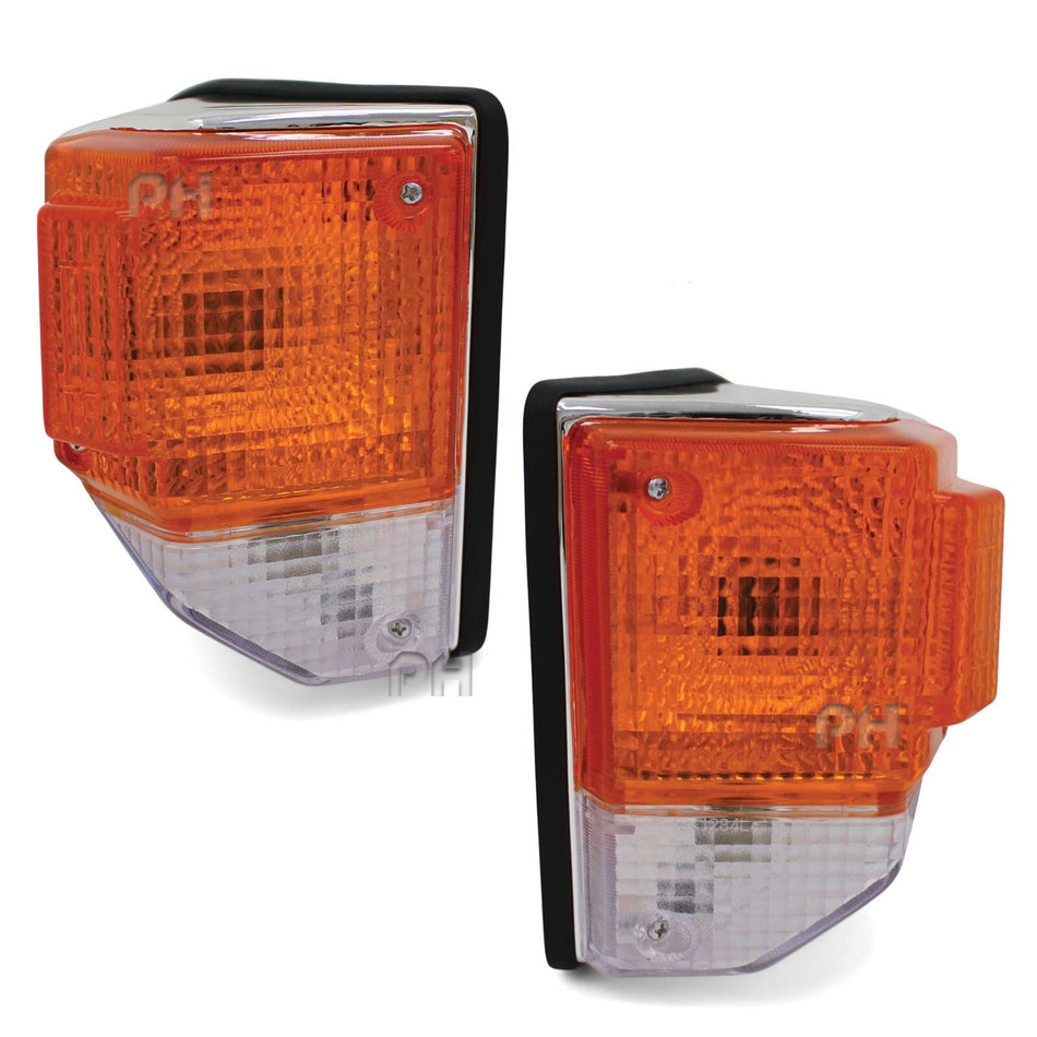 Corner Lights Chrome PAIR Fits Toyota Landcruiser 70 75 Series 1985 - 1999
