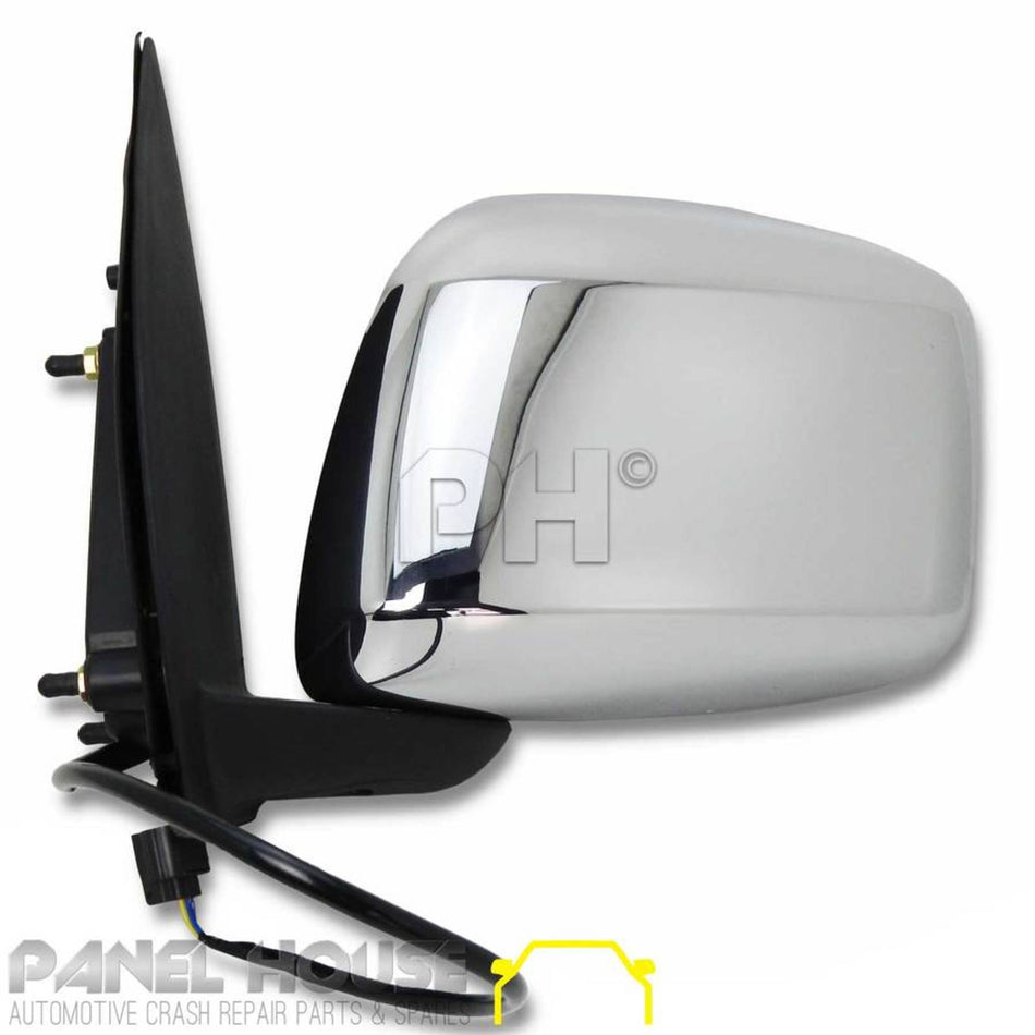 Door Mirrors PAIR Electric Chrome Fits Nissan Navara D40 VSK 2005 - 2010