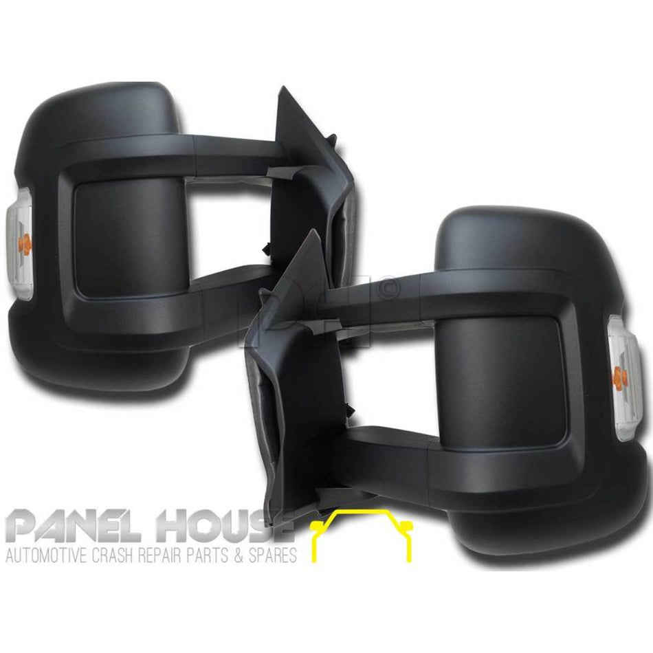 Door Mirrors PAIR Electric Long Arm Suit MOTORHOME fits Fiat Ducato 06-13