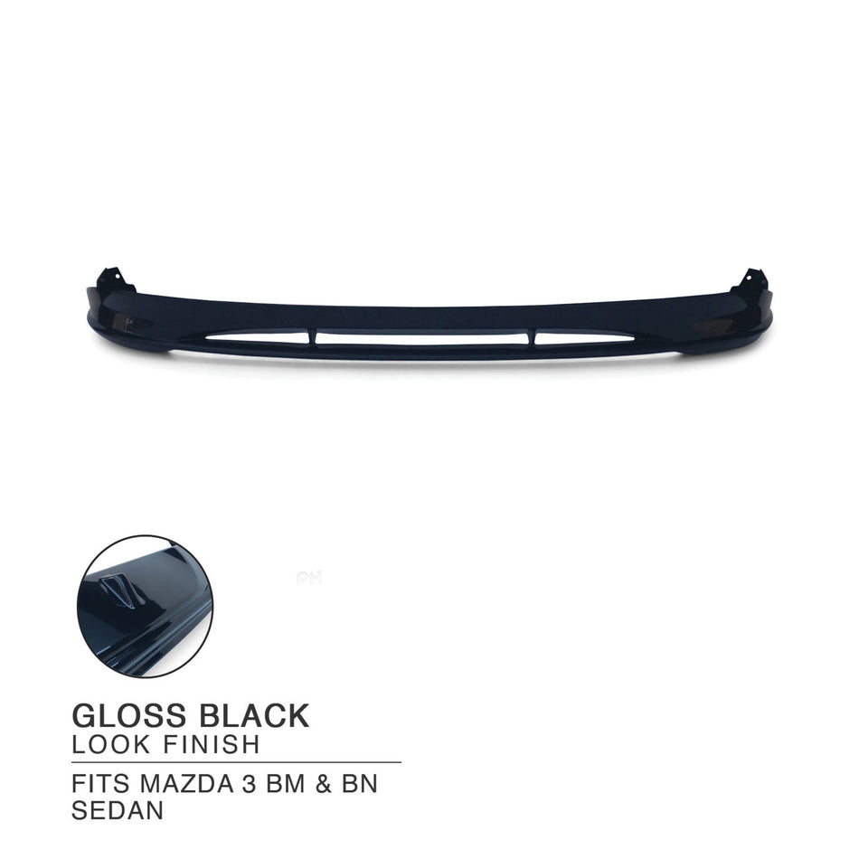 Rear Bumper Bar Lower Lip BLACK Finish Fits Mazda 3 BM BN Sedan
