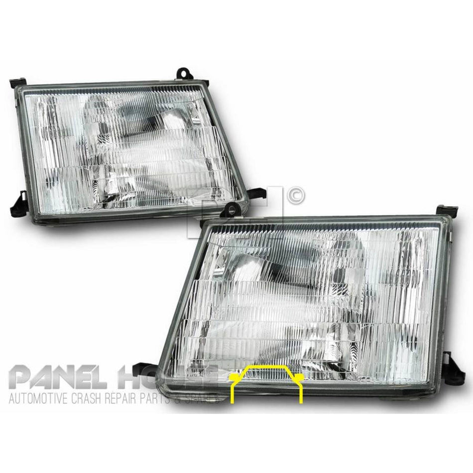 Headlight PAIR Glass ADR Fits Toyota Landcruiser 100 Series 1998 - 2005