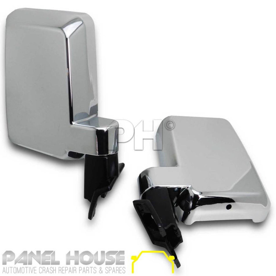 Door Mirror PAIR Chrome Wagon Fits Toyota 76 78 79 Series Landcruiser 07-17 Troopy