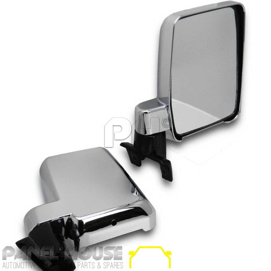 Door Mirror PAIR Chrome Wagon Fits Toyota 76 78 79 Series Landcruiser 07-17 Troopy