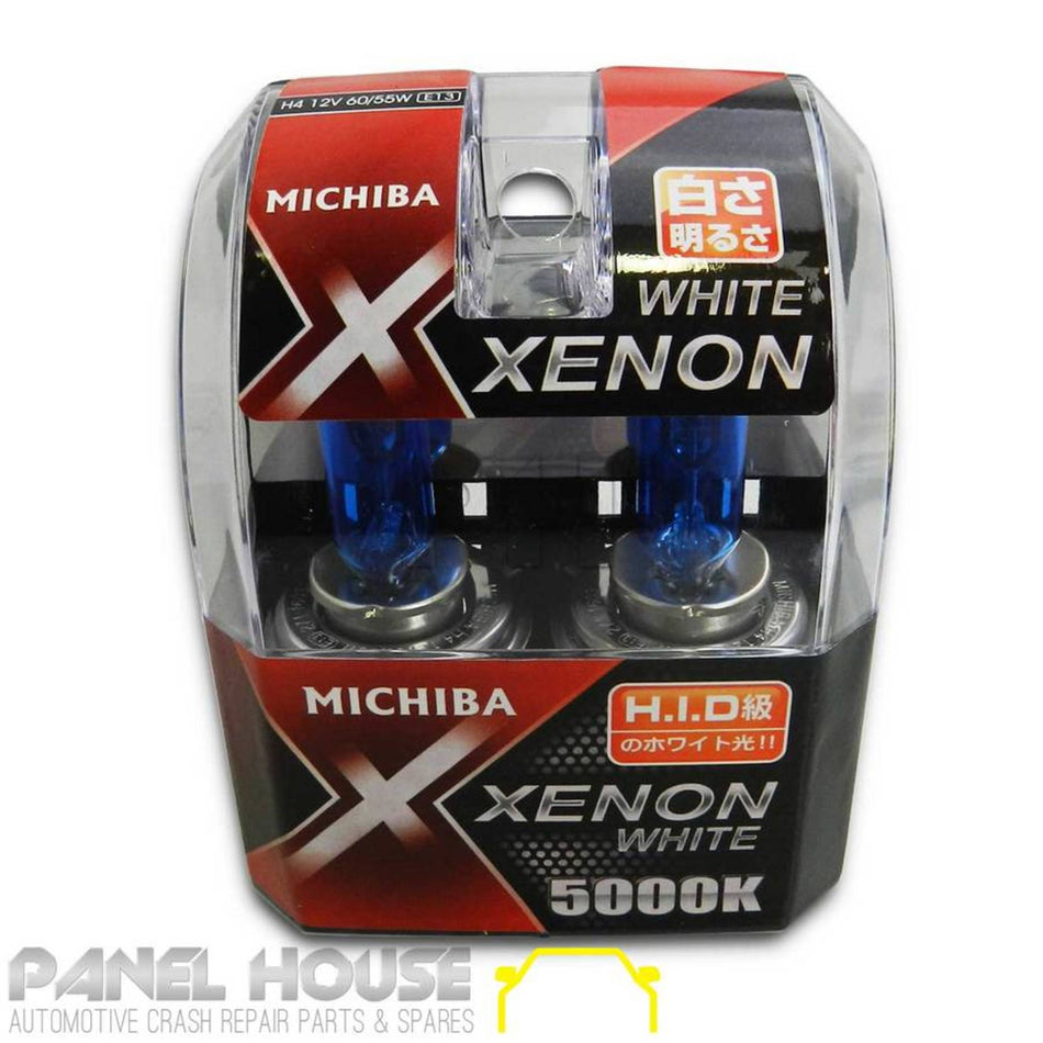 NEW Pair H4 Halogen Super White Michiba 5000K Globe Upgrade Head Light Bulbs
