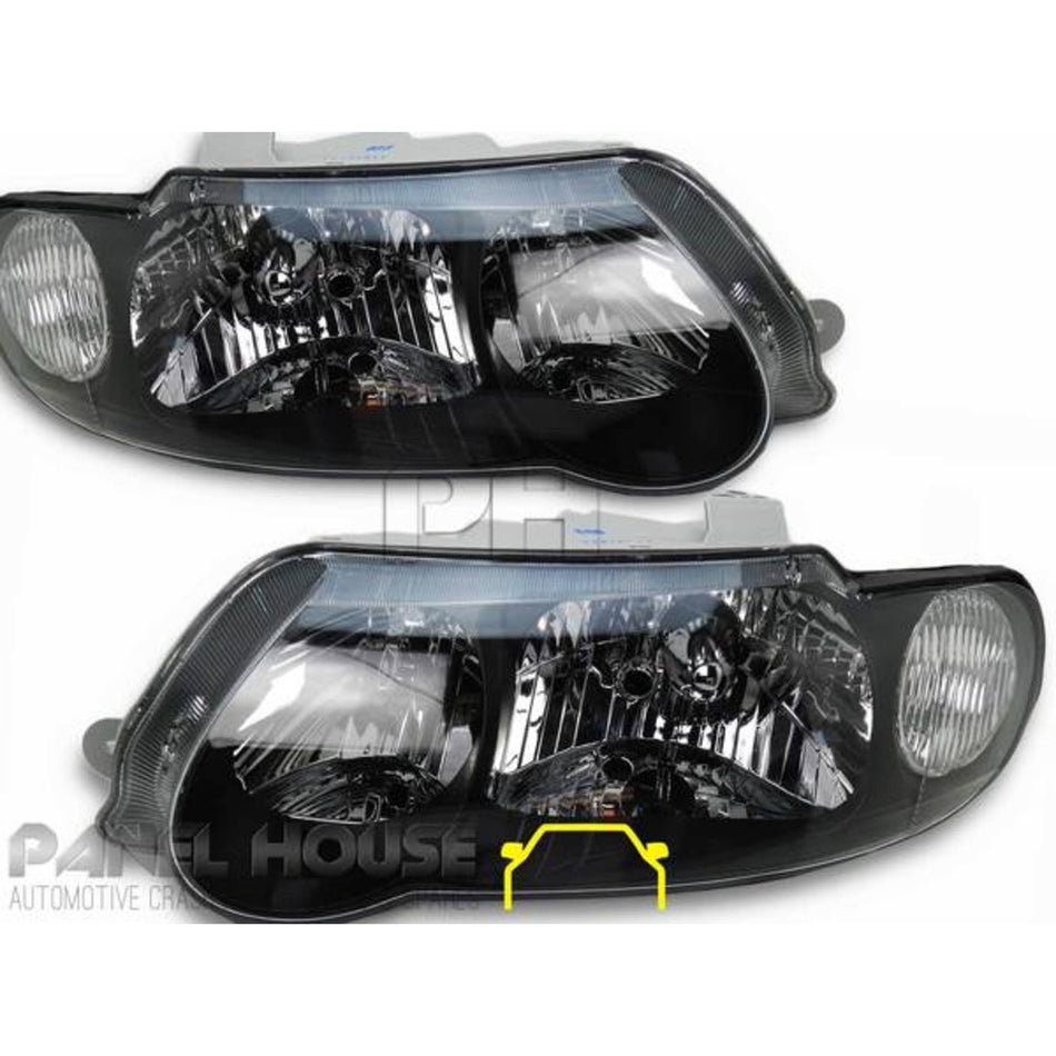 Headlights PAIR Black SS Style fits Holden Commodore VX VU 2000 - 2002