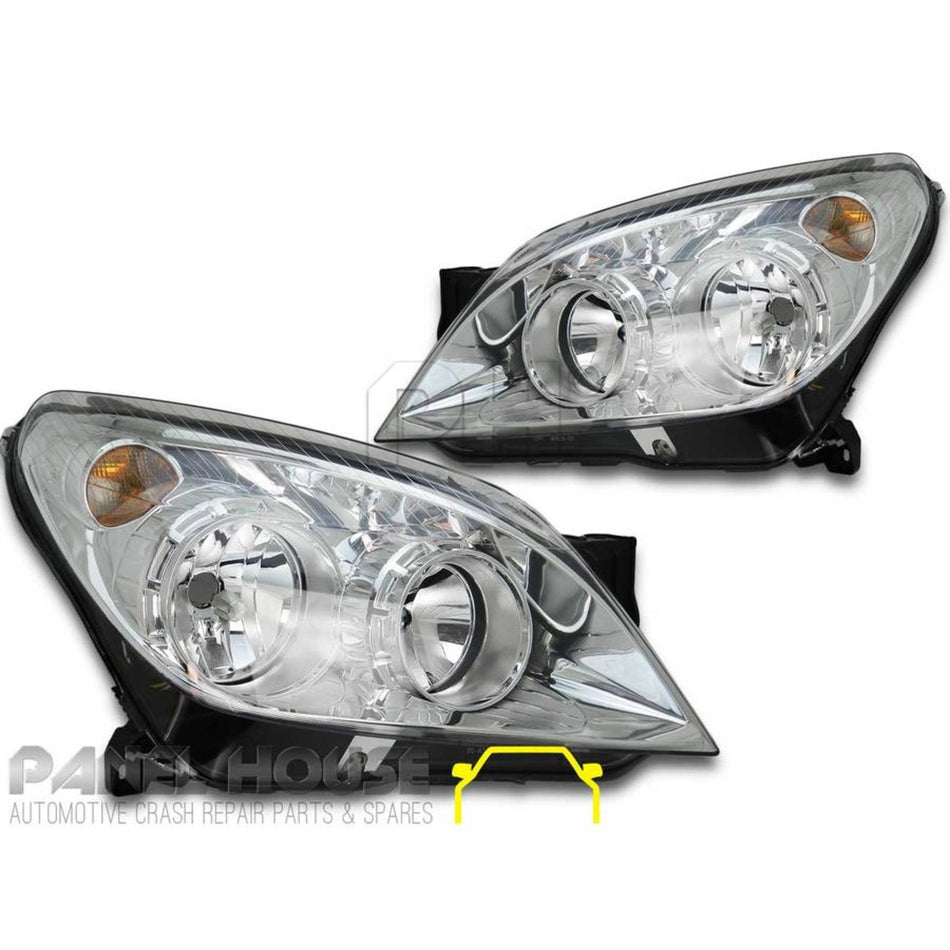 Headlights PAIR Chrome fits Holden AH Astra 2006 - 2009