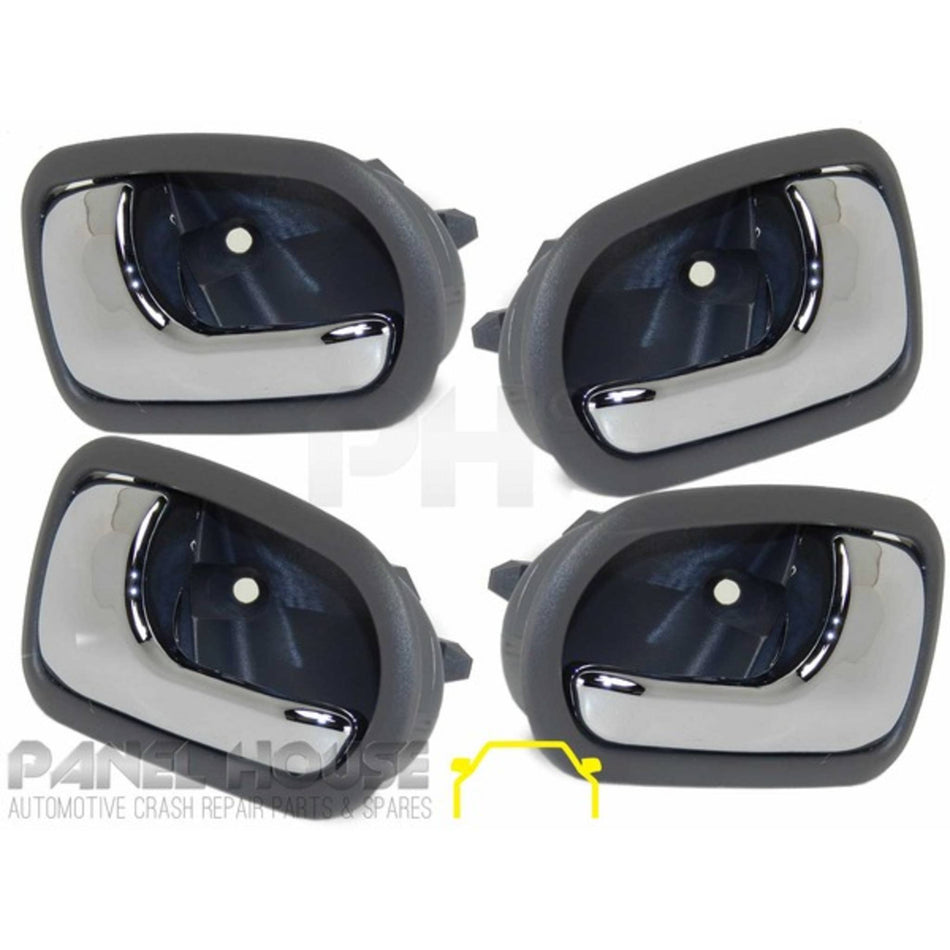 Interior Chrome Grey Handle SET x4 Inner fits Mazda 323 BJ Protege Sedan 98-02