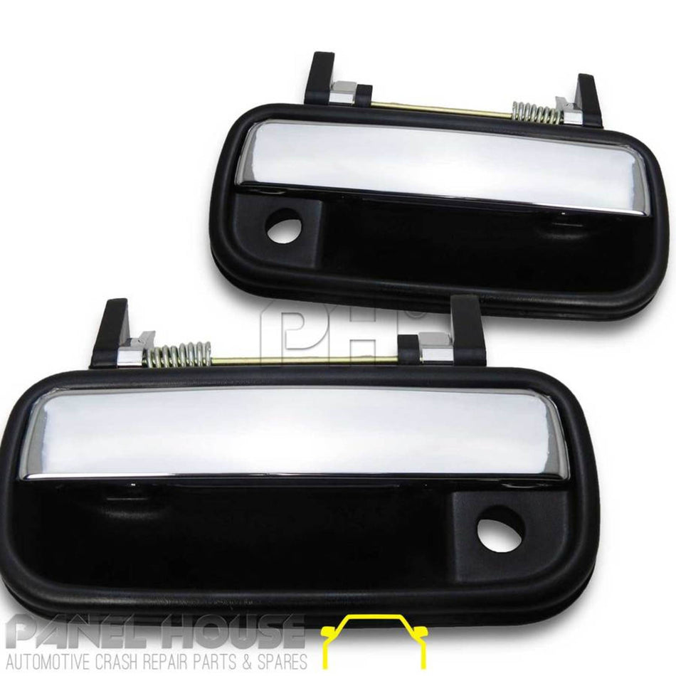 Outer Door Handle SET Chrome & Black Fits Toyota Hilux 1988 - 2005