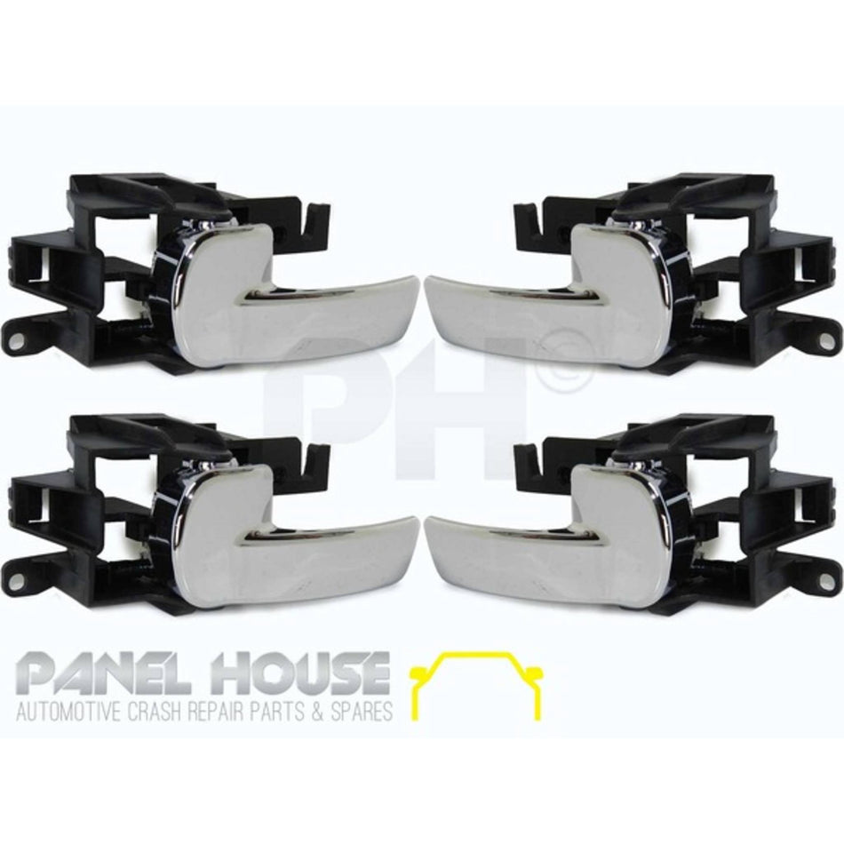 Interior Door Handle SET Chrome Front / Rear Fits Nissan Navara D40 & Pathfinder R51