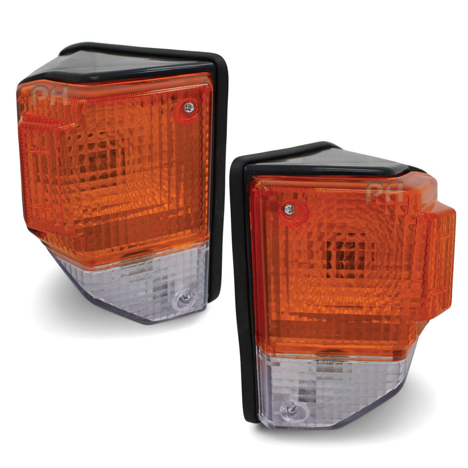 Corner Lights Black Surround PAIR Fits Toyota Landcruiser 70 75 Series 1985 - 1999