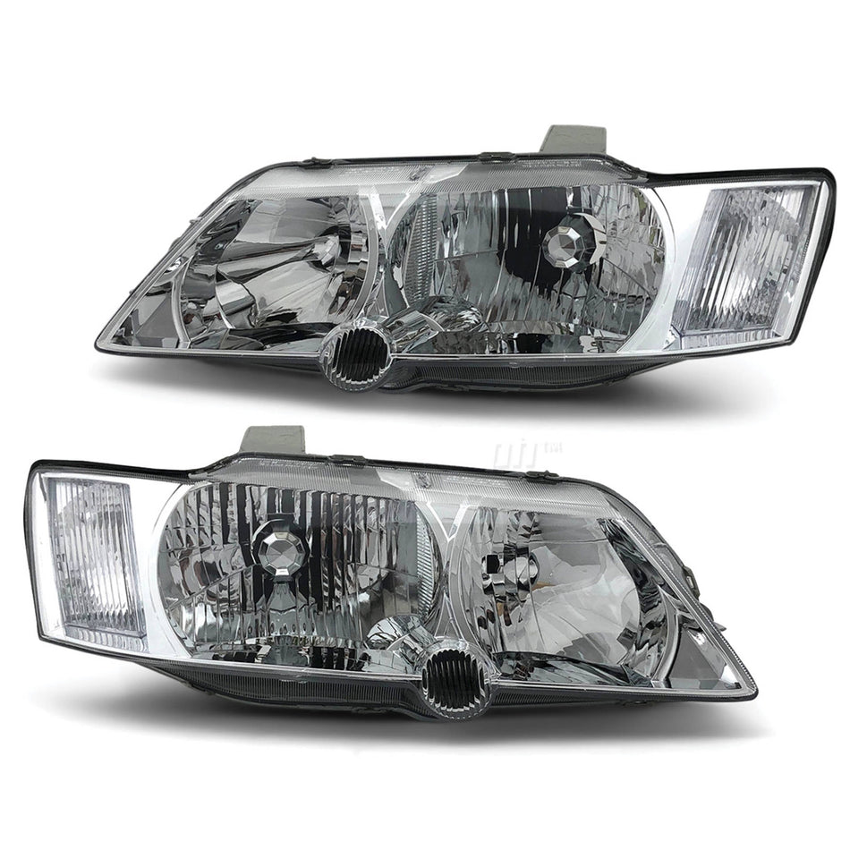 Headlights Chrome PAIR fits Holden Commodore VY 2002 - 2003 Executive Acclaim S