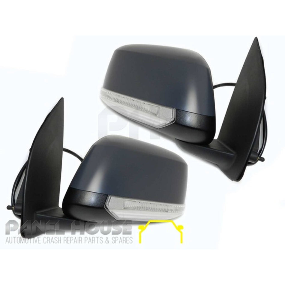 Door Mirrors PAIR Primed Heated Courtesy Light Fits Nissan Navara D40