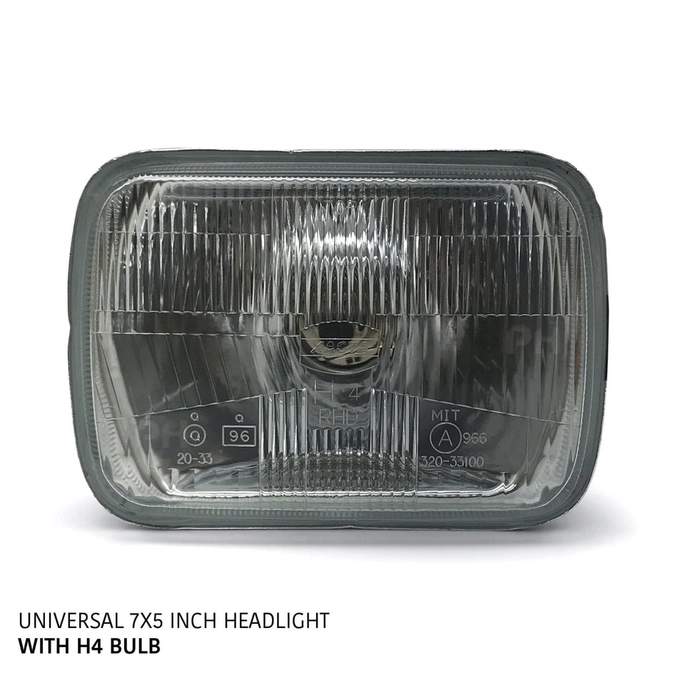 Headlight 7x5 Glass Lens with H4 Bulb fits Toyota Hiace 100 Series 1989 - 2005