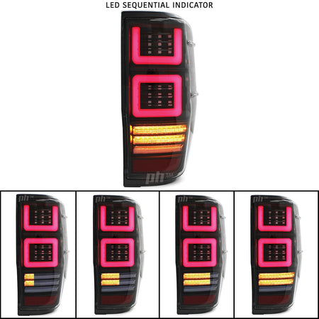 Panel House - Black LED Tail Lights Vogue Style PAIR fits Ford Ranger PX & Raptor 11 - 21 - 4X4OC™ | 4x4 Offroad Centre
