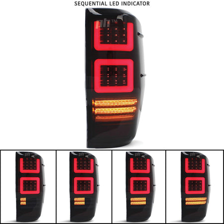 Panel House - Black SMOKED LED Tail Lights Vogue Style PAIR fits Ford Ranger PX & Raptor 11 - 21 - 4X4OC™ | 4x4 Offroad Centre