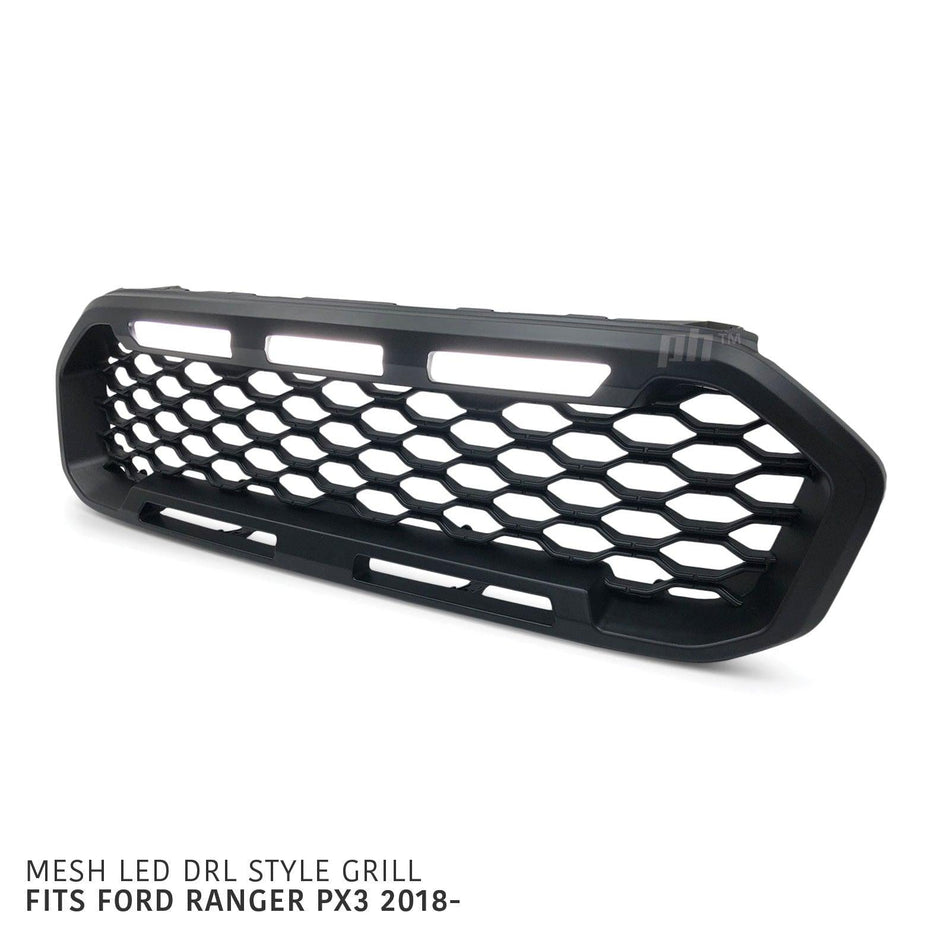 Panel House - Grill Black Edition Mesh LED DRL Style Fits Ford Ranger PX MK3 18 - XL XLS XLT - 4X4OC™ | 4x4 Offroad Centre