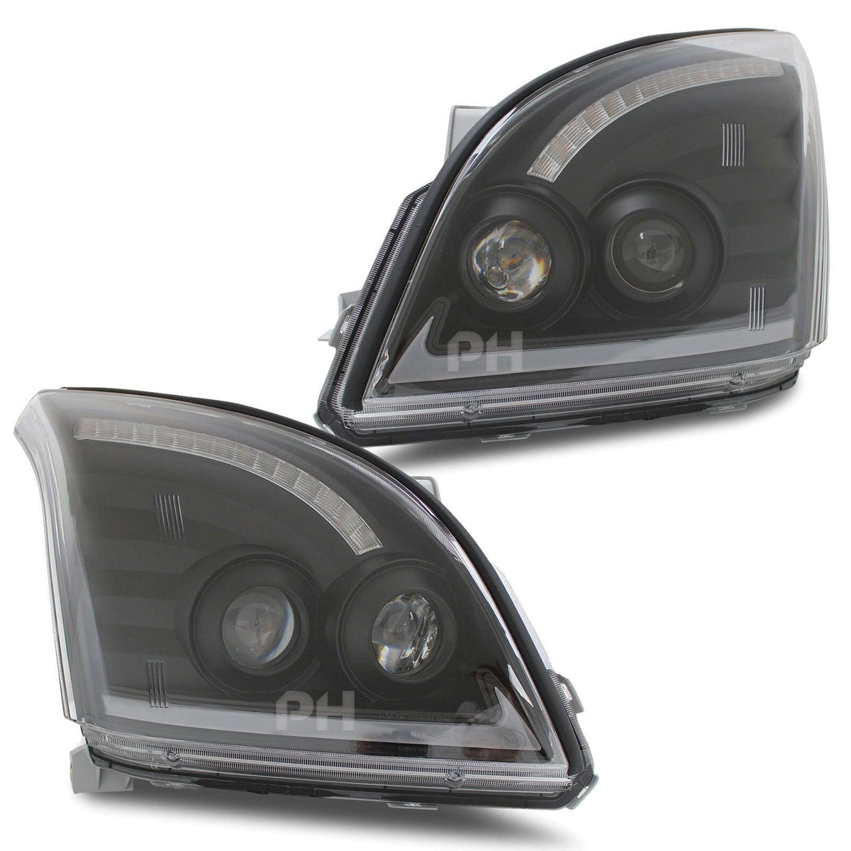 Panel House - Headlights Black Sequential DRL Style Fits Toyota Landcruiser Prado 120 Series - 4X4OC™ | 4x4 Offroad Centre