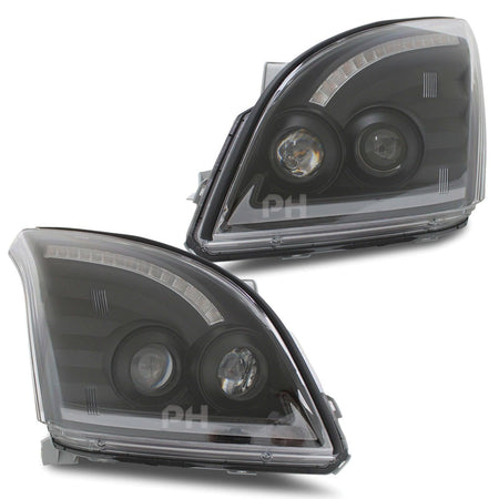 Panel House - Headlights Black Sequential DRL Style Fits Toyota Landcruiser Prado 120 Series - 4X4OC™ | 4x4 Offroad Centre