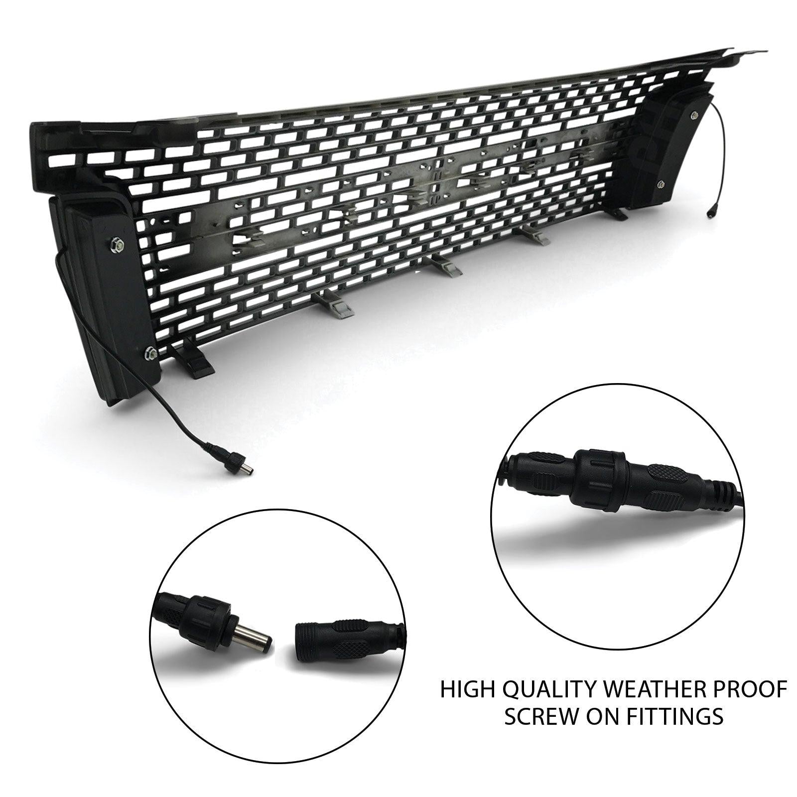 Panel House - LED DRL Mesh Style Upgrade Black Grill BLACK LETTERS Fits Ford Ranger PX1 MK1 XLT XL Wildtrak - 4X4OC™ | 4x4 Offroad Centre