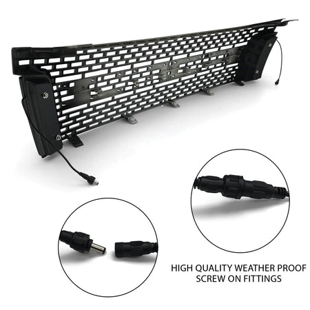 Panel House - LED DRL Mesh Style Upgrade Black Grill BLACK LETTERS Fits Ford Ranger PX1 MK1 XLT XL Wildtrak - 4X4OC™ | 4x4 Offroad Centre