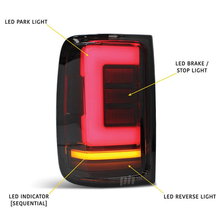Panel House - Upgrade Black Smoked LED Tail Lights Sequential PAIR fit Volkswagen Amarok 10 - 20 - 4X4OC™ | 4x4 Offroad Centre