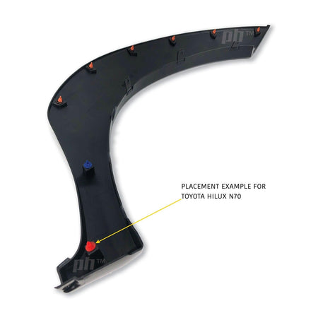 Panel House - Wheel Arch Flare Door Trim Clip RED x10 Fits Hilux SR5 Landcruiser Prado Kluger - 4X4OC™ | 4x4 Offroad Centre