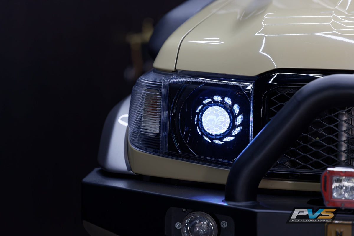 PVS Automotive - Black LED Headlights to Suit Toyota LandCruiser 70 Series - 4X4OC™ | 4x4 Offroad Centre