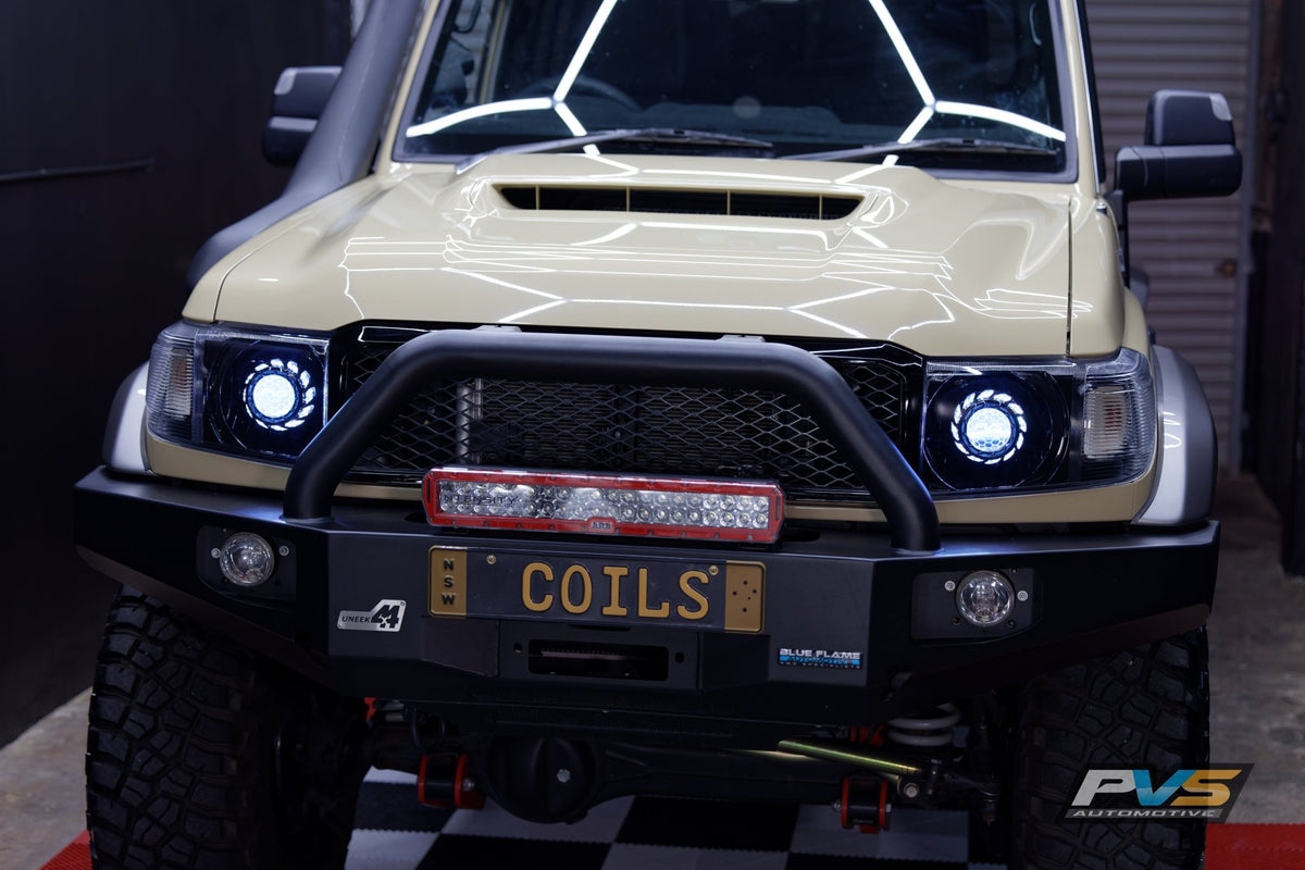 PVS Automotive - Black LED Headlights to Suit Toyota LandCruiser 70 Series - 4X4OC™ | 4x4 Offroad Centre