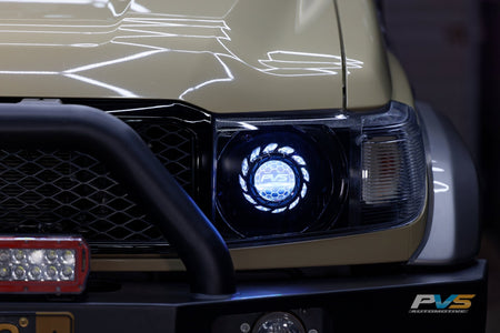 PVS Automotive - Black LED Headlights to Suit Toyota LandCruiser 70 Series - 4X4OC™ | 4x4 Offroad Centre