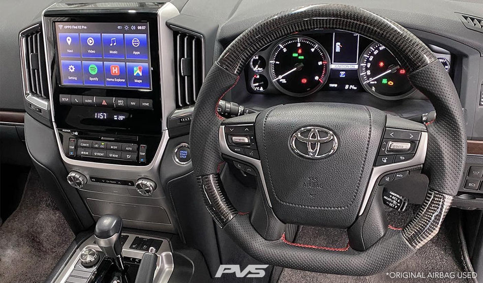 PVS Automotive - Elite Flat Bottom Carbon Black Perforated Leather Steering Wheel Core for 150 Prado & 200 Series LandCruiser 2016 - 2022 **PRE - ORDER FOR JULY** - 4X4OC™ | 4x4 Offroad Centre