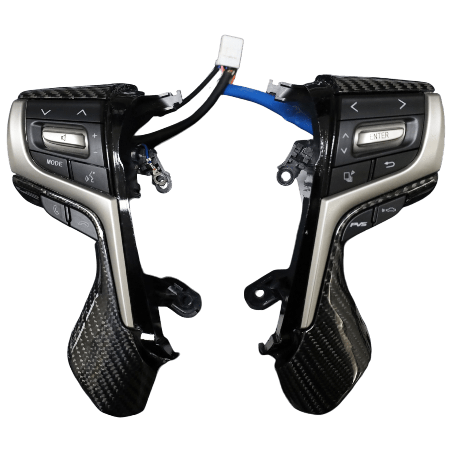 PVS Automotive - Traditional Carbon Fibre Steering Wheel Controls to suit LandCruiser 200 Series GX/GXL 2016+ - 4x4 Offroad Centre