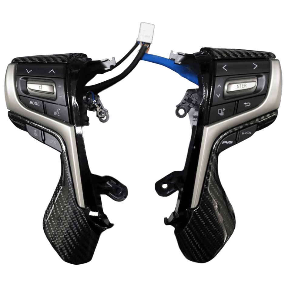 PVS Automotive - Traditional Carbon Fibre Steering Wheel Controls to suit LandCruiser 200 Series GX/GXL 2016+ - 4x4 Offroad Centre