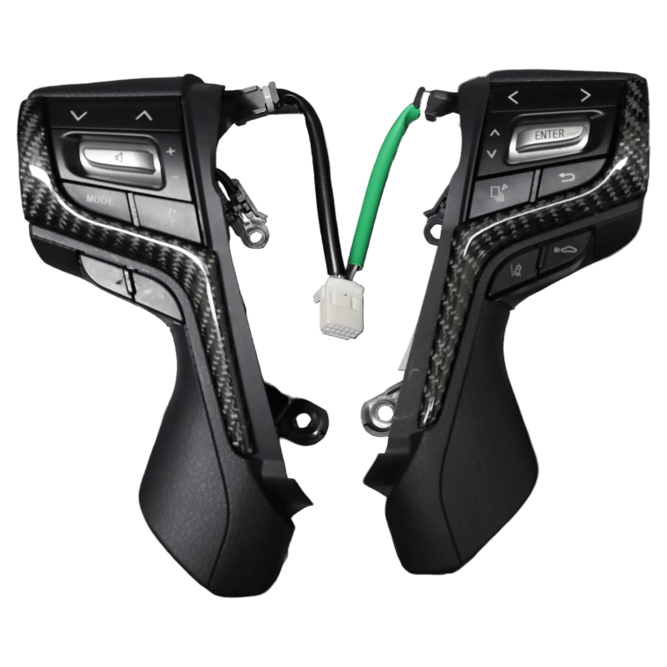 PVS Automotive - Traditional Carbon Fibre Steering Wheel Controls to suit LandCruiser 200 Series GX/GXL 2016+ - 4x4 Offroad Centre