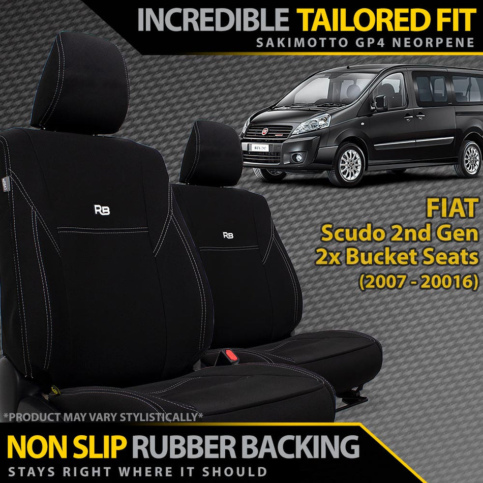 Razorback 4x4 - Fiat Scudo 2nd Gen Neoprene 2x Front Seat Covers (Made to Order) - 4X4OC™ | 4x4 Offroad Centre