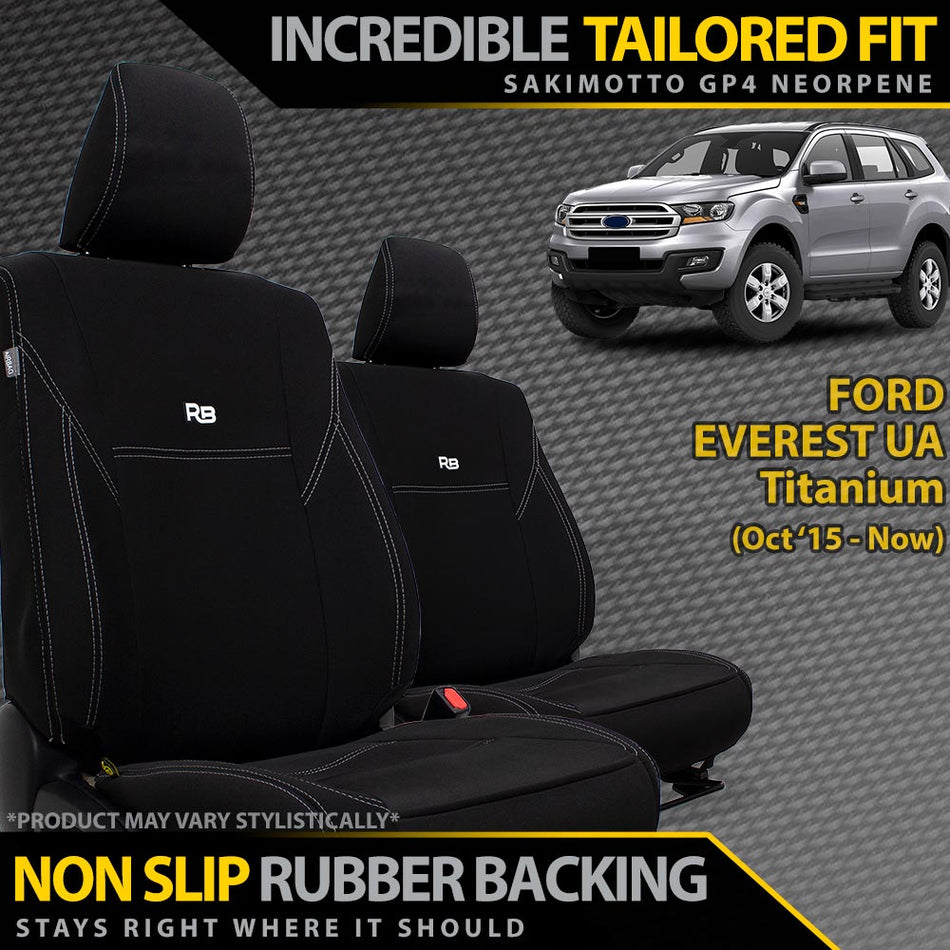 Razorback 4x4 - Ford Everest UA Titanium Neoprene 2x Front Row Seat Covers (Made to Order) - 4X4OC™ | 4x4 Offroad Centre