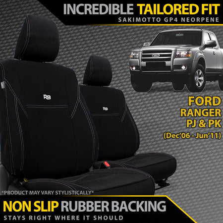 Razorback 4x4 - Ford Ranger PJ/PK Neoprene 2x Front Seat Covers (Made to Order) - 4X4OC™ | 4x4 Offroad Centre